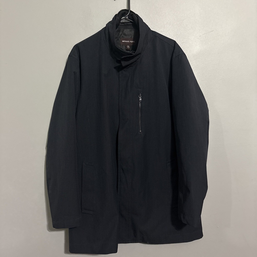 Michael Kors Mens 44R L  Raincoat Jacket‎ Removable Zip Bib Charcoal Heather